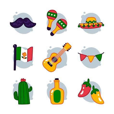 Cute Hand Drawn Cinco De Mayo Icons 2128422 Vector Art At Vecteezy
