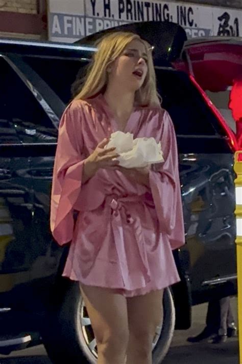 Addison Rae Pink Satin Mini Dress Nyc Hot Celebs Home