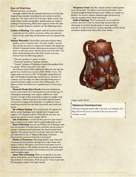 Survival Backpack Dnd Dnd Dragons Dungeons And Dragons Rules