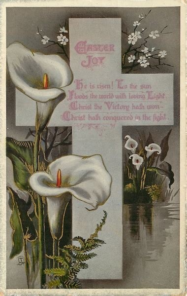 Easter Joy Cross Calla Lilies Old Postcard And Now And Then Picture