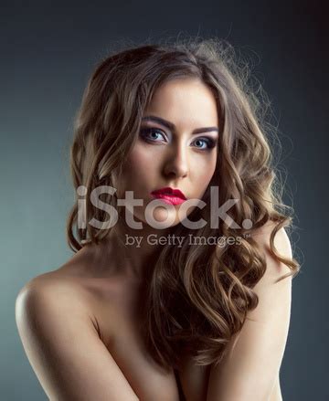 Beautiful Curly Haired Makeup Model Posing Nude Stock Photo Royalty Free FreeImages