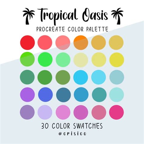 Tropical Oasis Procreate Color Palette Bright Color Swatches Etsy