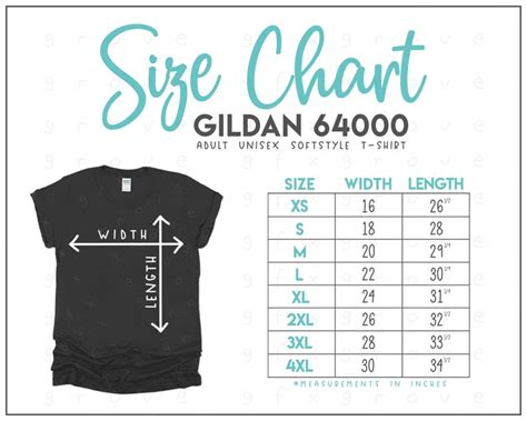 Gildan 64000 Size Chart Gildan Unisex Softstyle T-Shirt Size | Etsy