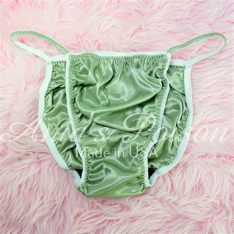 Anias Sissy Green BUTTER SOFT Satin String Bikini Shiny Wetlook Mens Panties Sz XXL Ania S