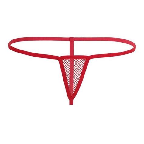 YONGHS FR String Femme Sexy Ouvert Micro Bikini Ficelle G String T Back Thong Slip Tanga Rouge