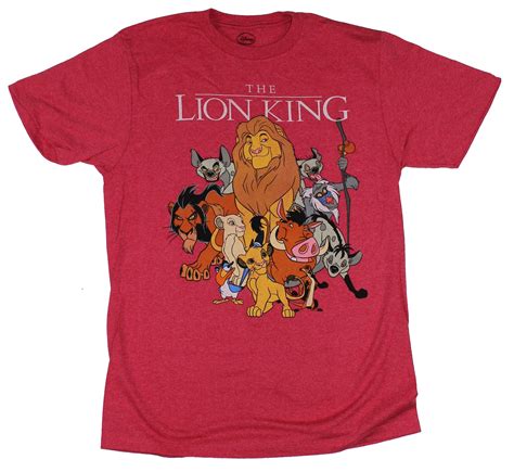 The Lion King Mens T Shirt Giant Cartoon Cast Group Image X Large