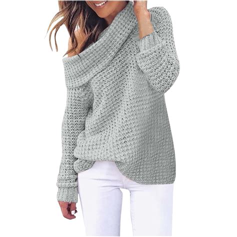 Blvb Womens Sweater Pullover Casual Winter Cozy Cowl Neck Long Sleeve Loose Knit Pullover