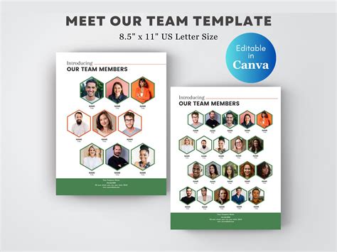 Meet the Team Flyer Template Canva Modern Team Introduction Editable