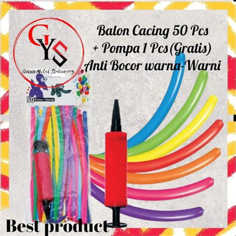 Jual Balon Cacing 1pack 50 Pcs Pompa Balon Latex Panjang Premium