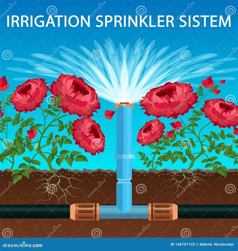 Vector Lettering Irrigation Sprinkler System Stock Vector