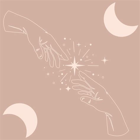 Premium Vector Mystic Boho Logo Design Elements With Moon Hands