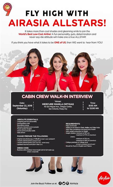 Fly Gosh Air Asia Cabin Crew Recruitment 2018 Walk In Interview