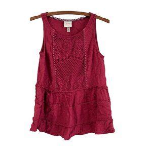 Knox Rose Tops Knox Rose Burgundy Boho Lace Frayed Sleeveless