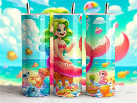 Mermaid Tumbler Wrap Design Png Graphic By Srabonymarjana · Creative