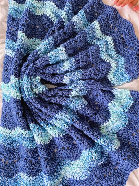 Crochet Baby Blanket Blue Crochet Baby Blanket Natural Baby Blanket ...