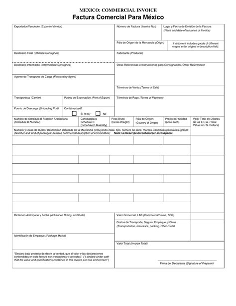 Mexico Commercial Invoice Form ≡ Fill Out Printable PDF Forms Online