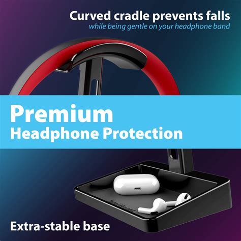 Totalmount Headphone Stand Includes A Tray For Airpods Premium Black