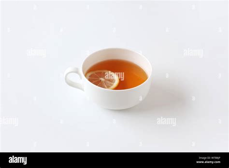 cup of tea with sliced lemon closeup isolated on white background Stock ...