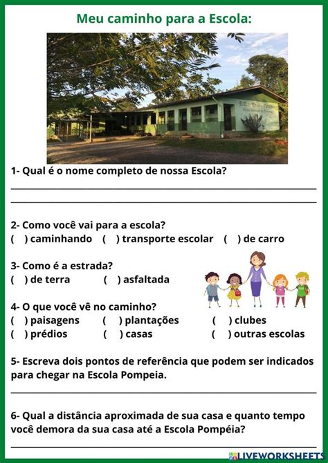 Atividade Sobre O Caminho Ate A Escola - Caminho para a Escola worksheet | School subjects, Google classroom ...