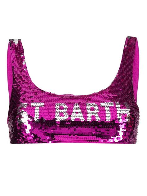 MC2 SAINT BARTH Sequin Logo Detail Bikini Pink Editorialist