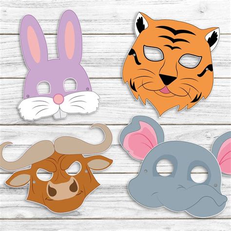 Wild Animal Masks Forest Animal Paper Mask Animal Birthday Party