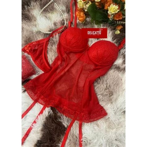 Espartilho Sensual Completo Cinta Liga E Meia Preto P Ao Gg Lingerie Corselet Sexy