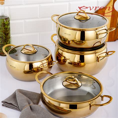 Evren Mutfak Official | VENUS GOLD 8 PCS SET НЕРЖАВЕЮЩИЙ СТАЛЬНОЙ НАБОР ...