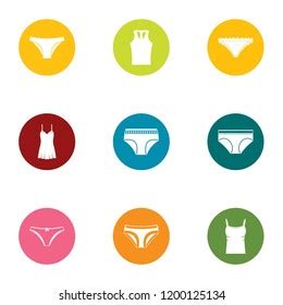 Erotic Lingerie Icons Set Flat Set Stock Vector Royalty Free Shutterstock