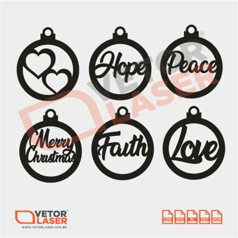 Vetor Merry Christmas Enfeites Rvore De Natal Cdr Ai Svg Dxf