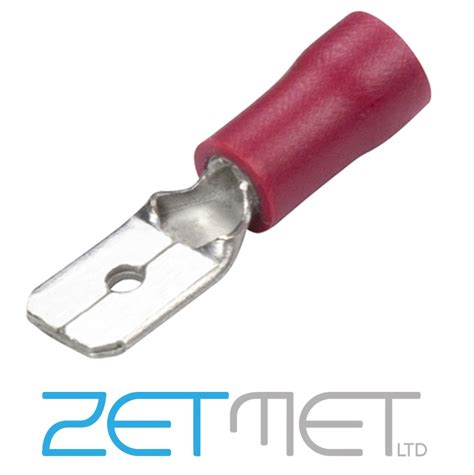 Red Insulated Male Spade Connector Terminals 63mm Electrical