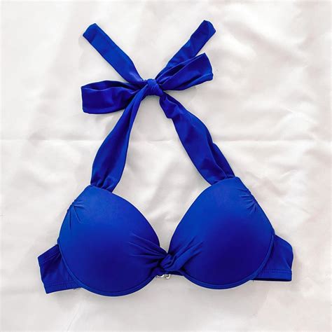 APT Royal Blue Bikini Top With Adjustable Tie Depop