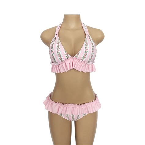 New Design Print Halter Deep V Backless Xxx China Girl Bikini Swimwear China Swimsuit And