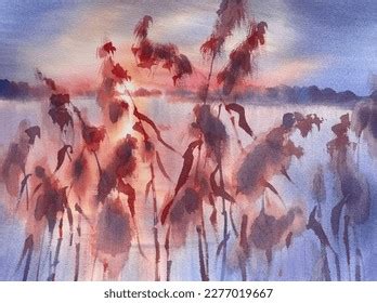 Pussy Willow Twigs Blue Yellow Watercolor Stock Illustration Shutterstock