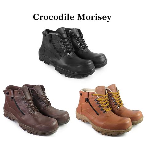 Jual Sepatu Safety Pria Boots Crocodile Morisey Ujung Besi Outdoor