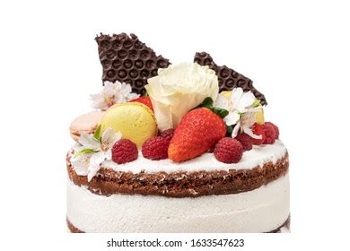 Naked Birthday Cake Almond Flower Fruits Stock Photo Shutterstock