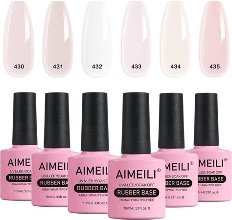 Aimeili In Rubber Base Gel Set For Nails Sheer Pink Nude Color Gel Nail Polish Uv Led Soak