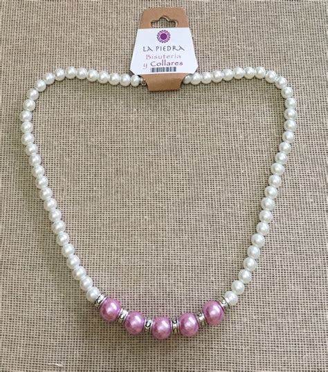 Collar En Perlas Blancas Con Moradas Pearl Necklace Beaded Necklace