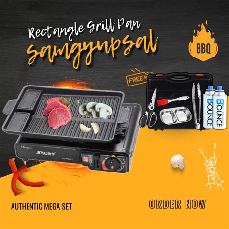 On Sale Korean Samgyupsal Mega Set Rectangle Pan Grill Set Wbutane And Freebies Kitchen Korean