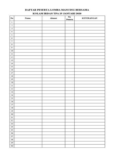 Daftar Peserta Lomba Mancing Pdf