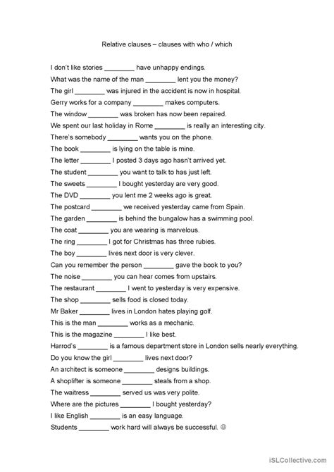 Relative Clauses General Gramma… English Esl Worksheets Pdf And Doc