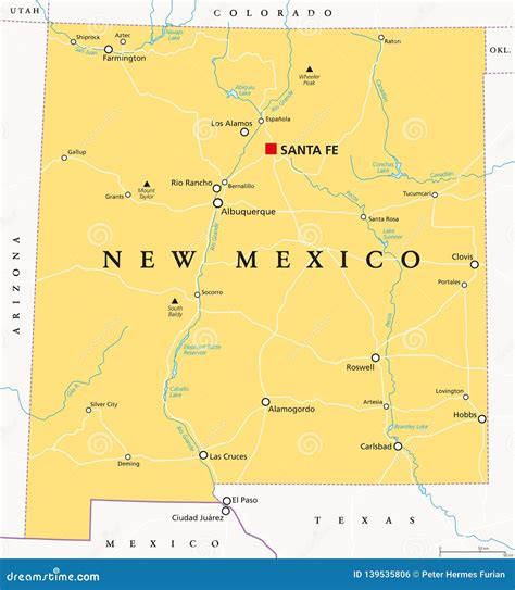 New Mexico, United States, Political Map Stock Vector - Illustration of