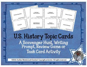 Us History Topic Cards Scavenger Hunt Native Americans To Modern Day