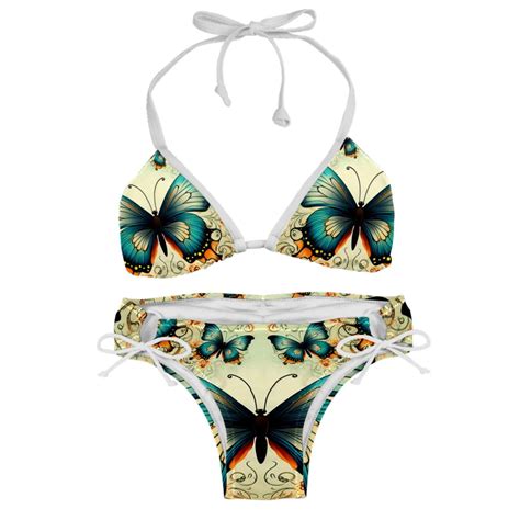 Flower Butterfly Swimming Suit Bikini Set Bikinis Detachable Sponge