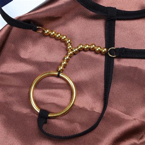 Mens Erotic Lingerie Crotchless O Rings And Beads Panties Jockstraps Sexy Open Crotch Thongs G