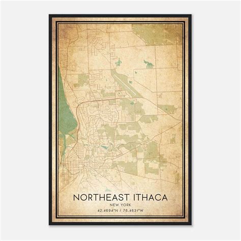 Vintage Northeast Ithaca New York Map Poster, Northeast Ithaca NY City