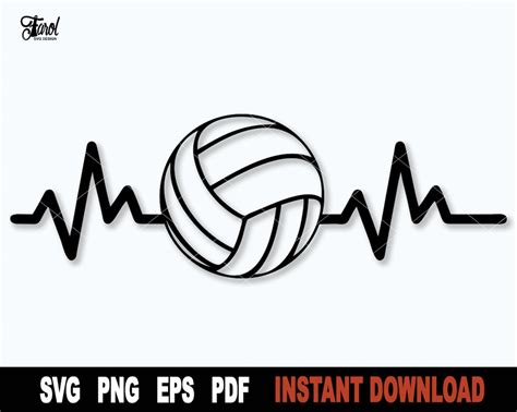 Heartbeat Volleyball Svg Volleyball Svg File For Cricut Silhouette