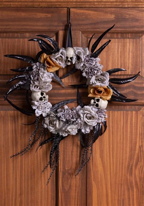 Gothic Flower And Skull Wreath Halloween Decoration Halloween Wreath