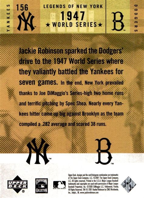 2001 Upper Deck Legends Of New York 156 Joe DiMaggio EBay