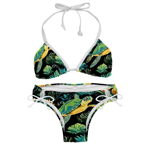 Turtle Seamless Swimming Suit Bikini Set Bikinis Detachable Sponge Adjustable Strap Two Pack