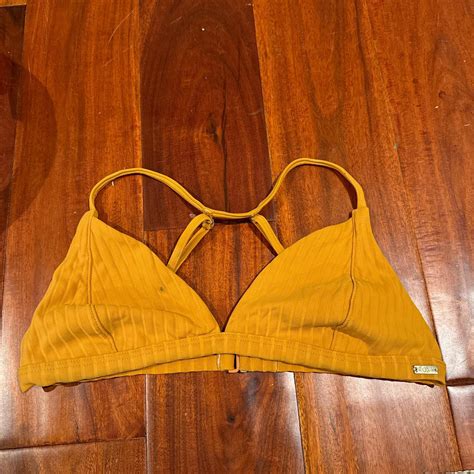 Mustard Yellow Triangle Bikini Top Super Depop